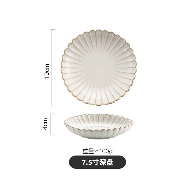 Nordic White Bowls Dinner Plates Ceramic White Glaze