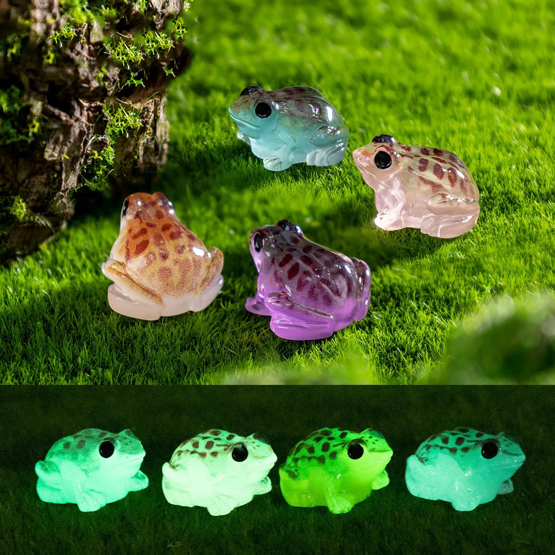 10pcs Luminous Mini Resin Frogs Figurines Glow In