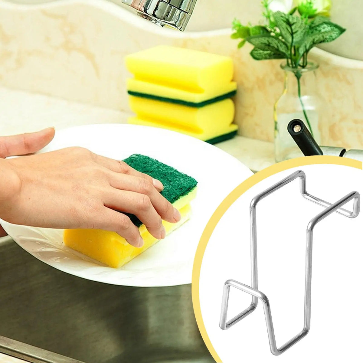 Dish Sink Sponge Holder Stainless Steel Quick Draining