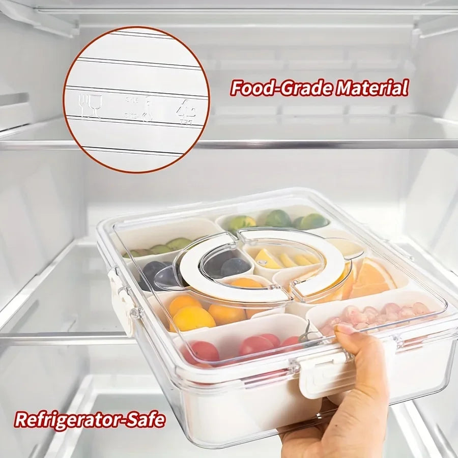 4/8 Compartment Snack Storage Box Lid Travel Charcuterie