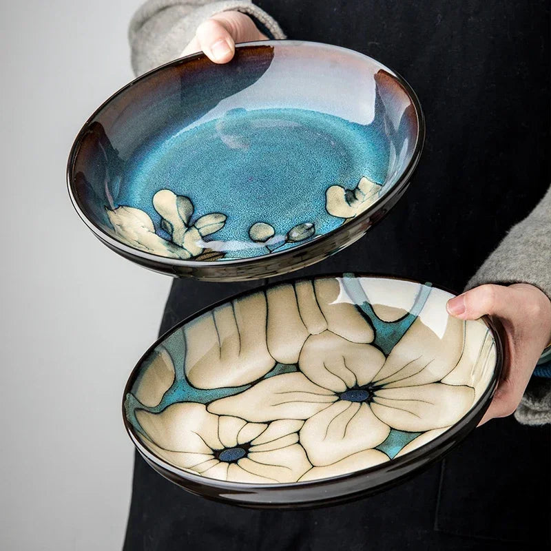 Chinese-Style Ceramic Deep Plate Salad Plate Disc Personality