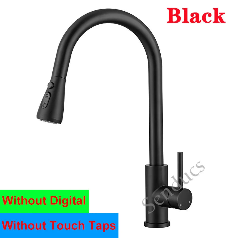 Sensor Touch Digital Sink Faucet Pull Down Sprayer