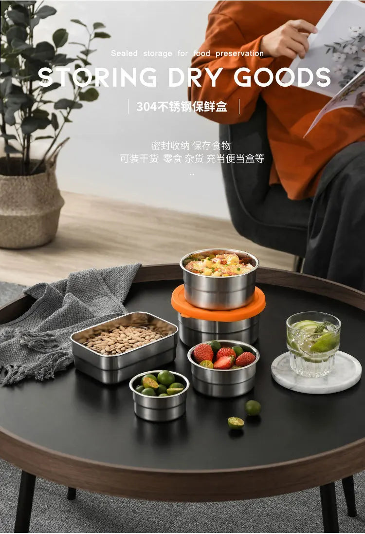 Stainless Steel Food Storage Box Silicone Lid Lunch