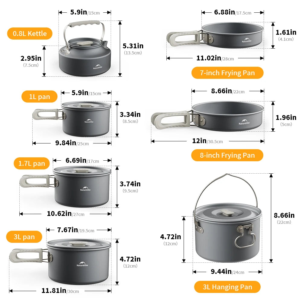 Naturehike Camping Cookware Kit Outdoor Frying Pan Kettle