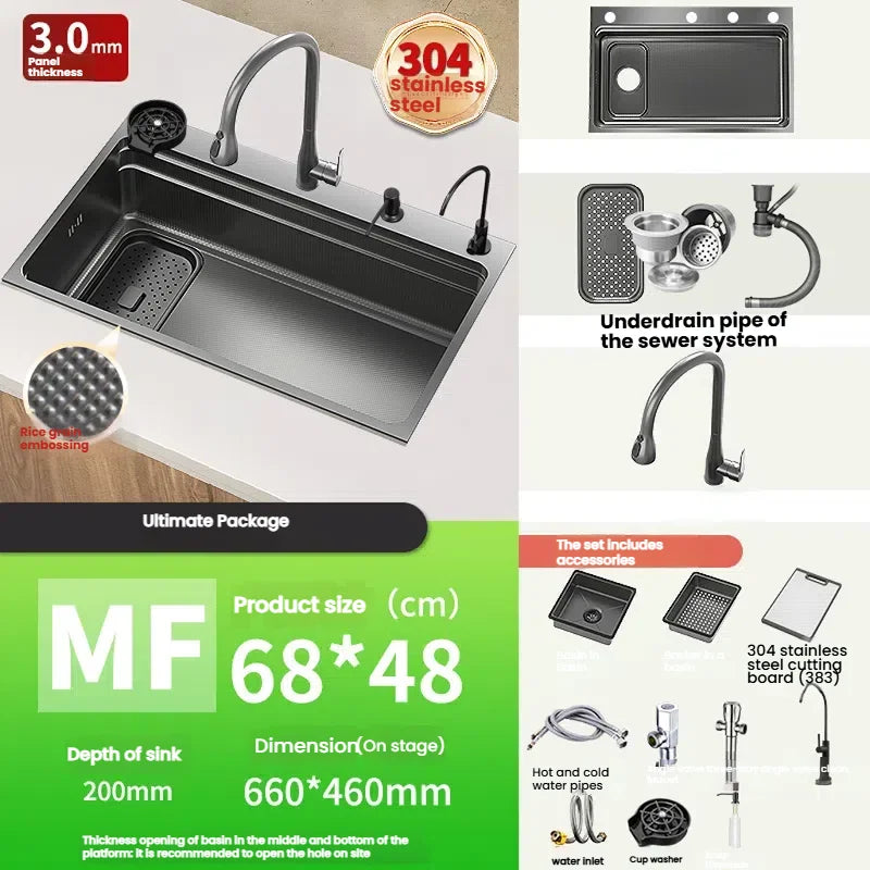 Stainless Steel Sink Gray Large Slot Wash Vegetables