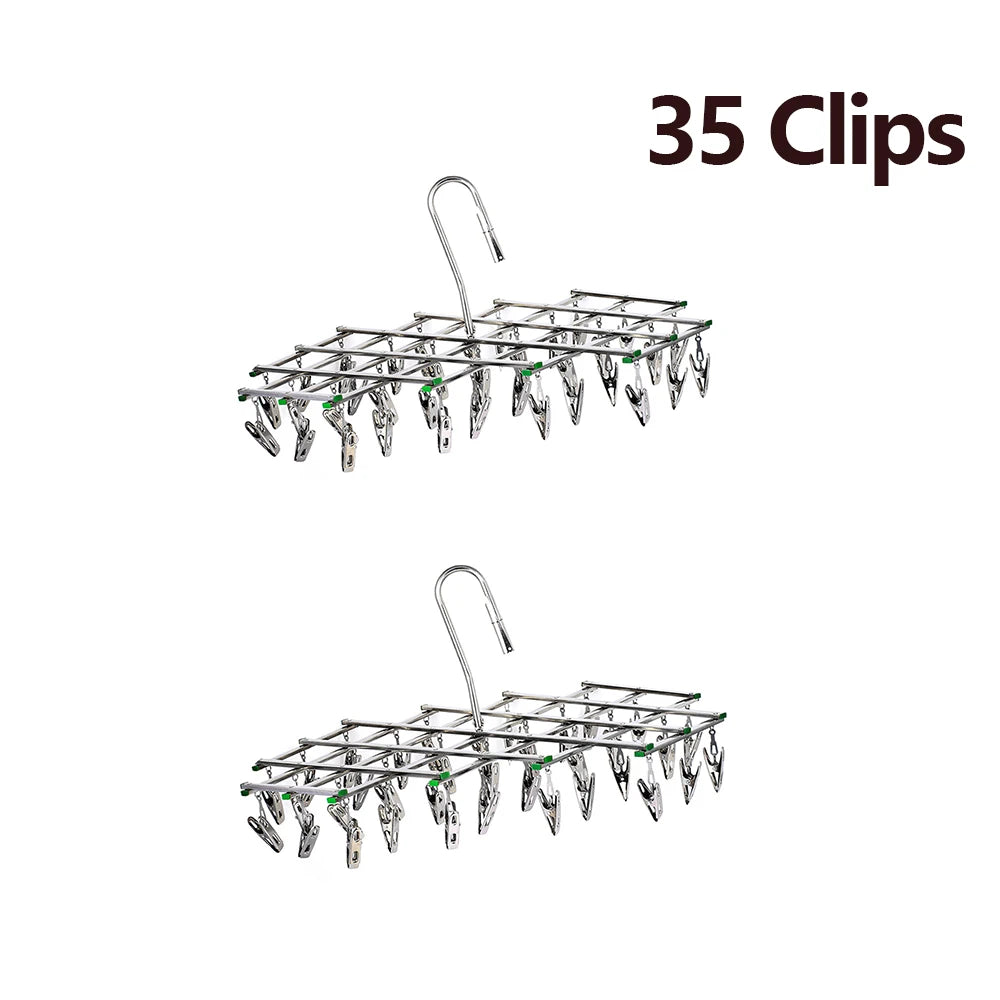 20/35 Clips Folding Drying Rack Stainless Steel Windproof