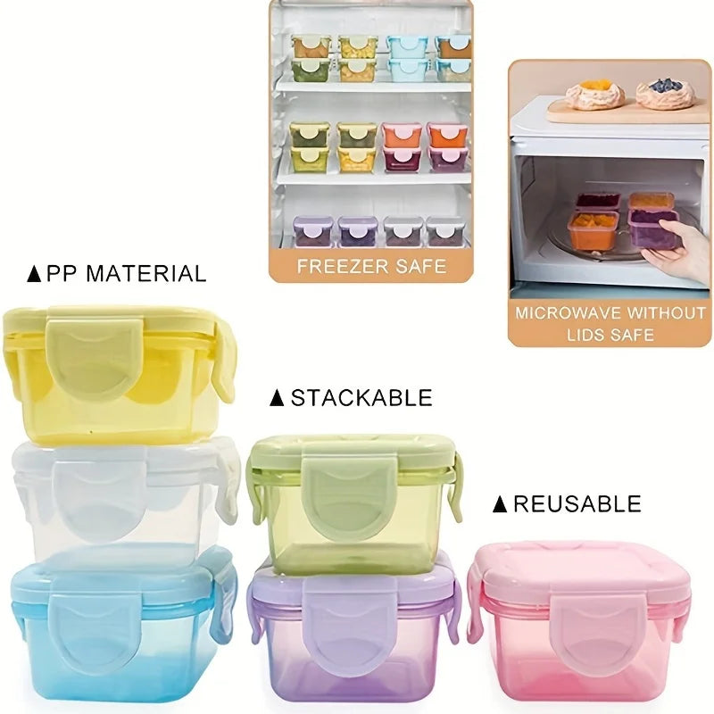 4pcs Mini Food Storage Container Leakproof Lid Sauce