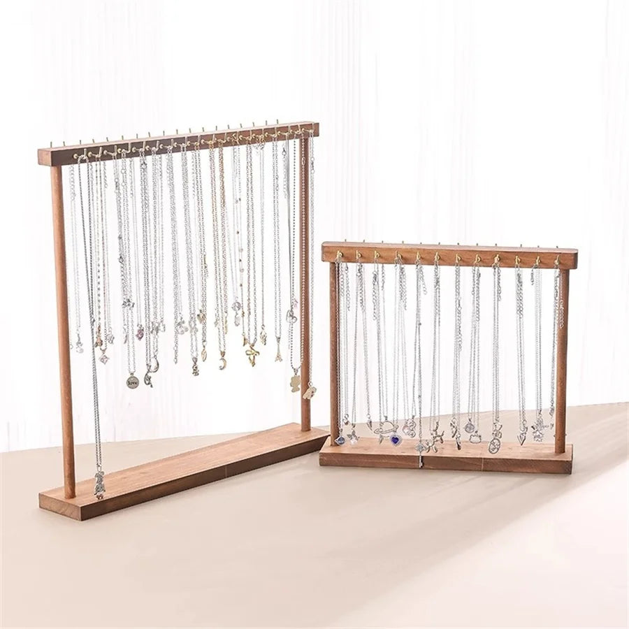 Jewelry Organizer Display Stand Wood Necklace Hanging Countertop