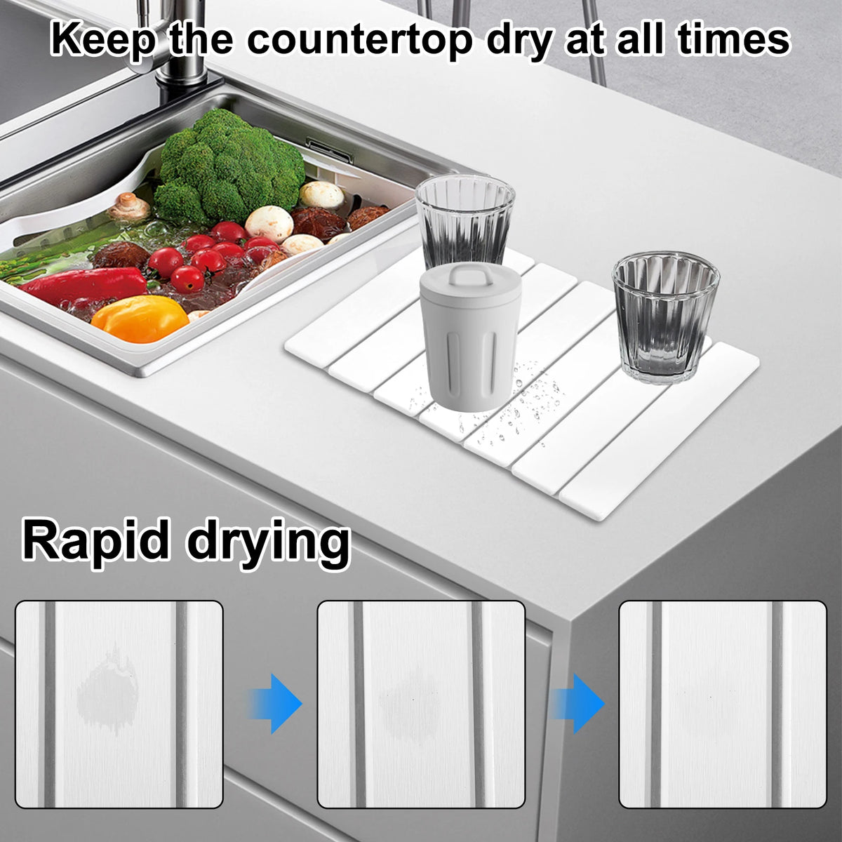 Drying Mat Foldable Stone Dish Absorbent Drying Mat