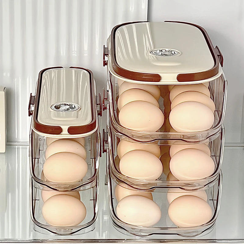 Auto Rolling Egg Holder Refrigerator Stackable Egg Storage