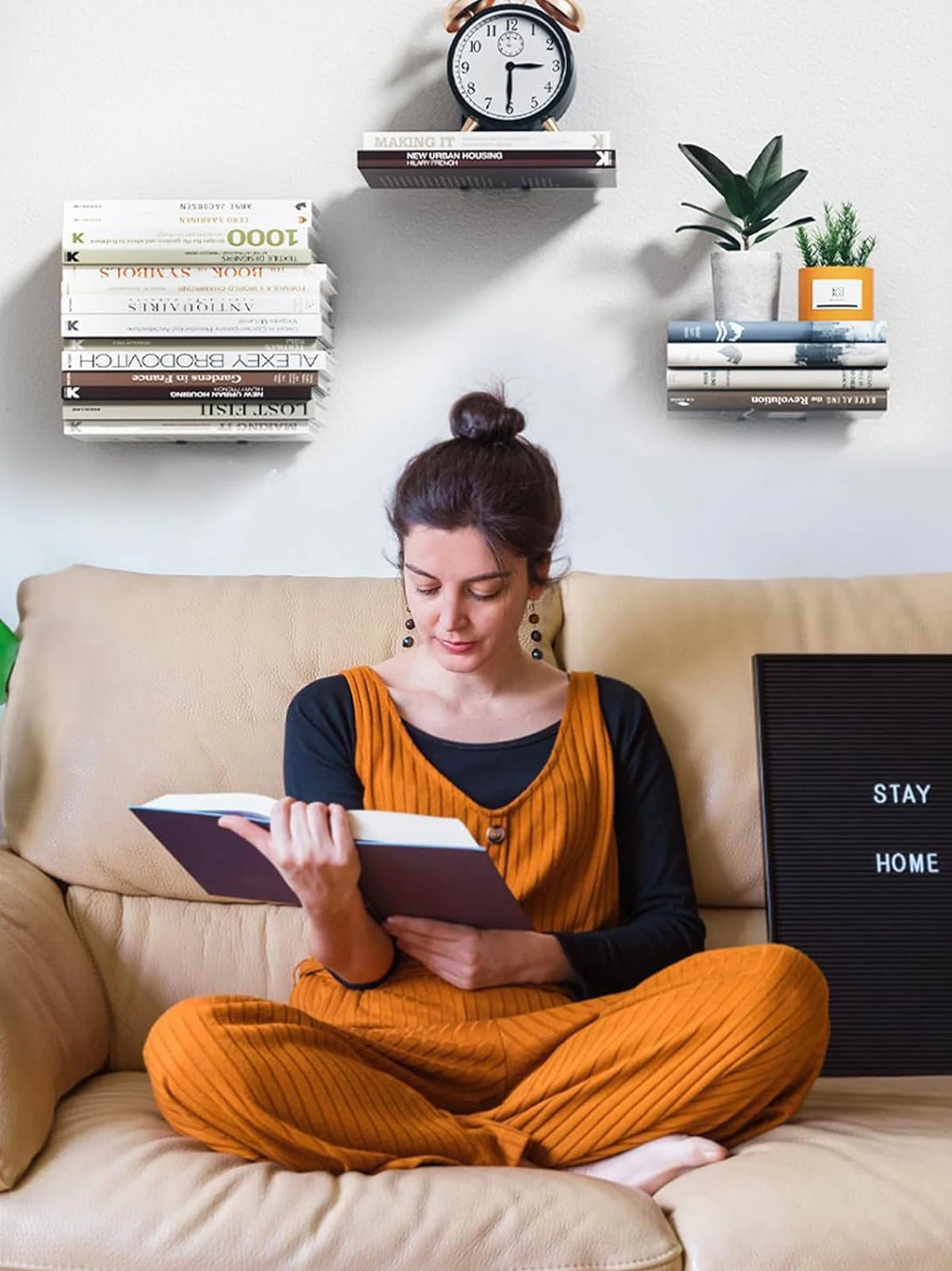 2pcs Invisible Floating Bookshelf Hidden Bookshelf Wall-Mounted