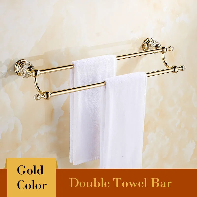 Shower Shelf Toilet Paper Holder Golden Crystal Wall