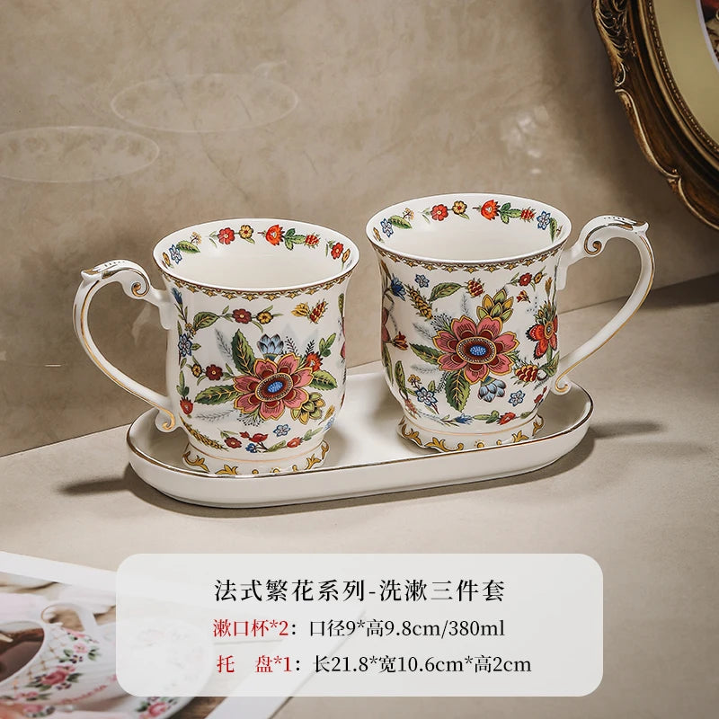 French Vintage Floral Ceramic Bathroom Toilet Foam Lotion