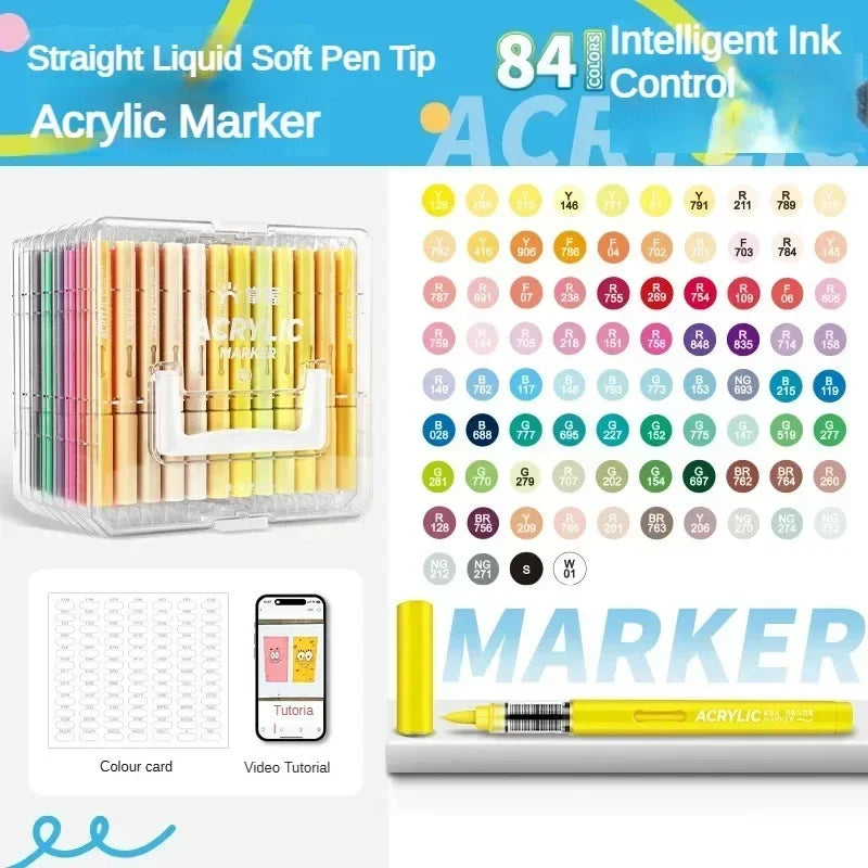 120/1 Colors Direct-Liquid Acrylic Brush Markers Pen Waterproof