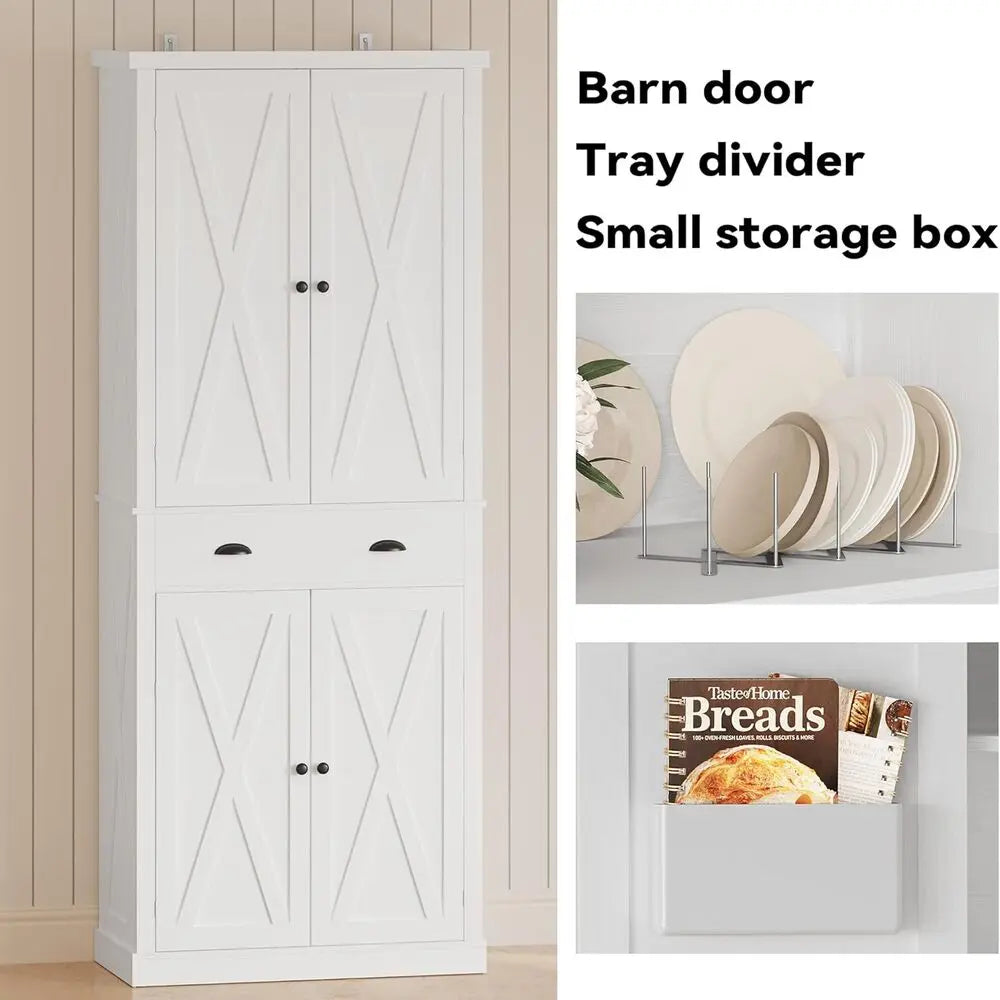 Ironck Pantry Storage Cabinet 83 Barn Doors Drawer