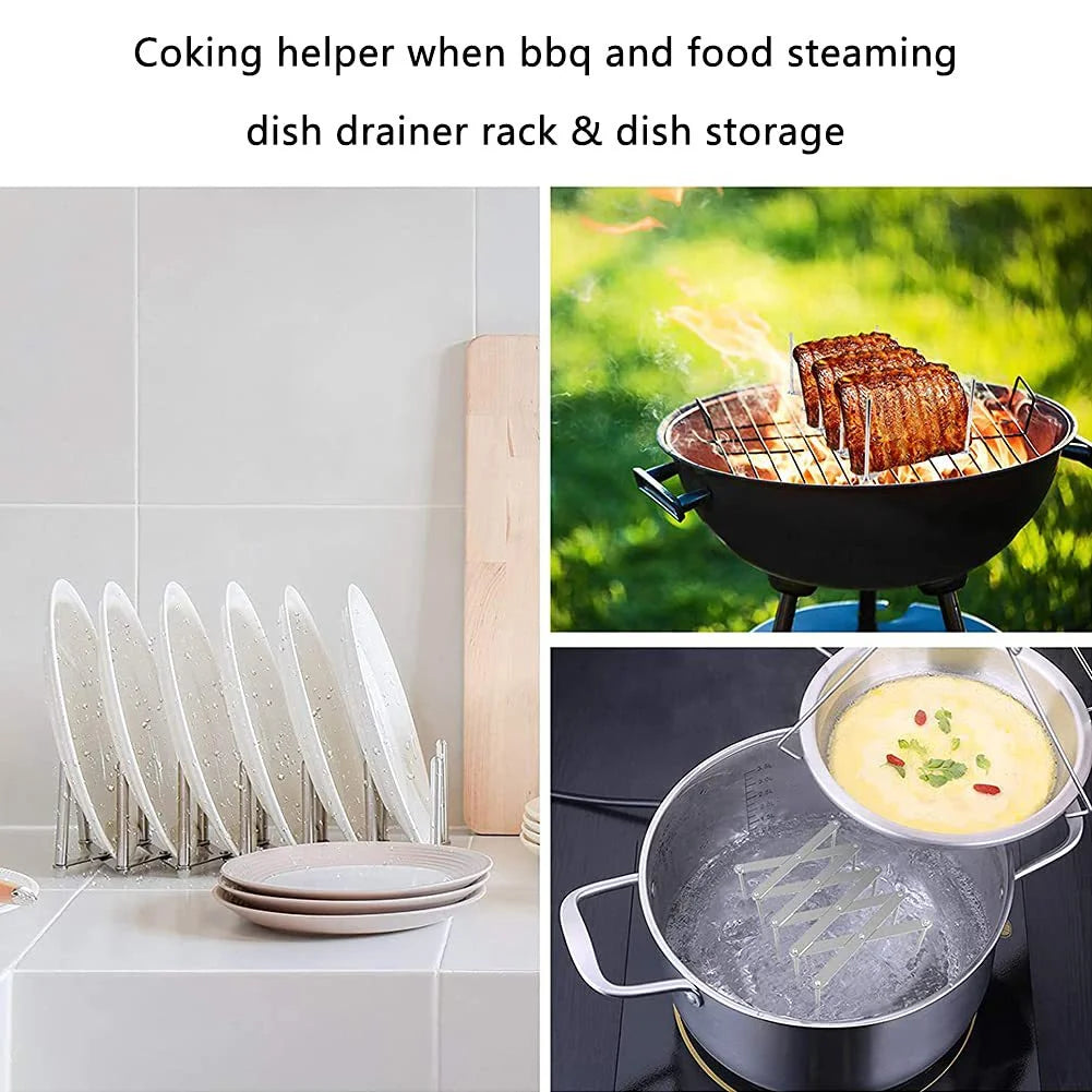 Stainless Steel Dish Rack - Adjustable Drainer Foldable