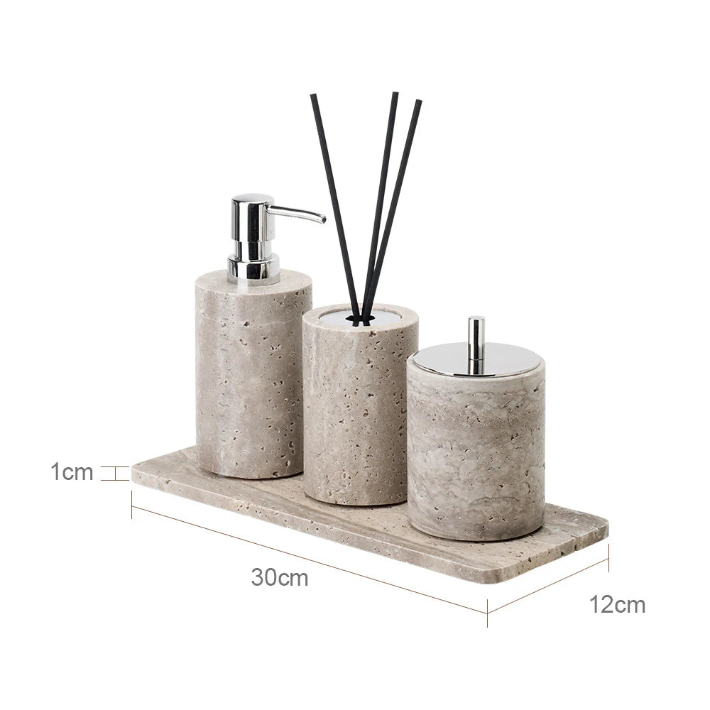 Travertino Grigio Bathroom Antique Natural Marble Soap Dispenser