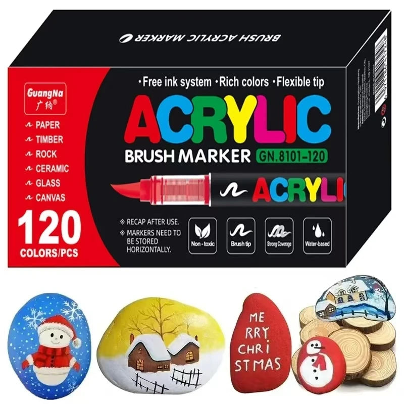 Guangna 120/168/240 Colors Acrylic Markers Dual Brush Pens