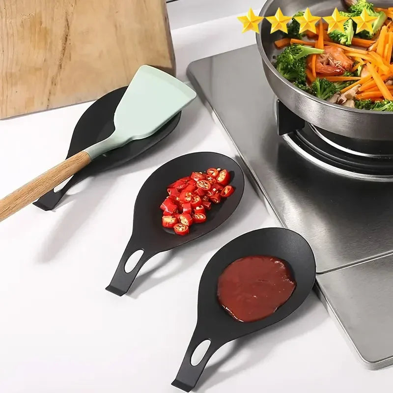 1/4pcs Silicone Spoon Rest Spatula Holder Heat Resistant