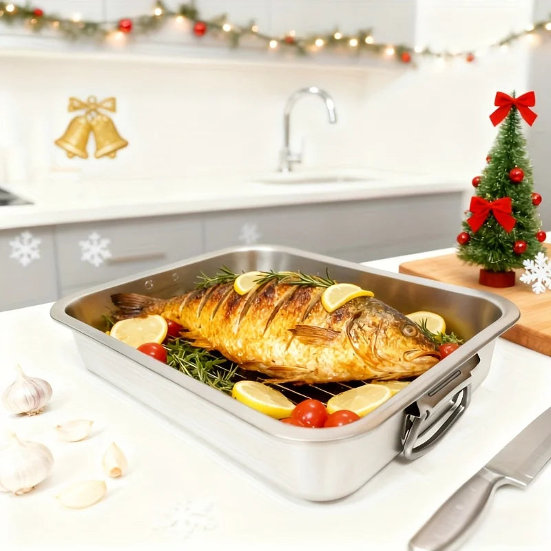 Stainless Steel Roasting Pan Rectangular Cake Baking Tray
