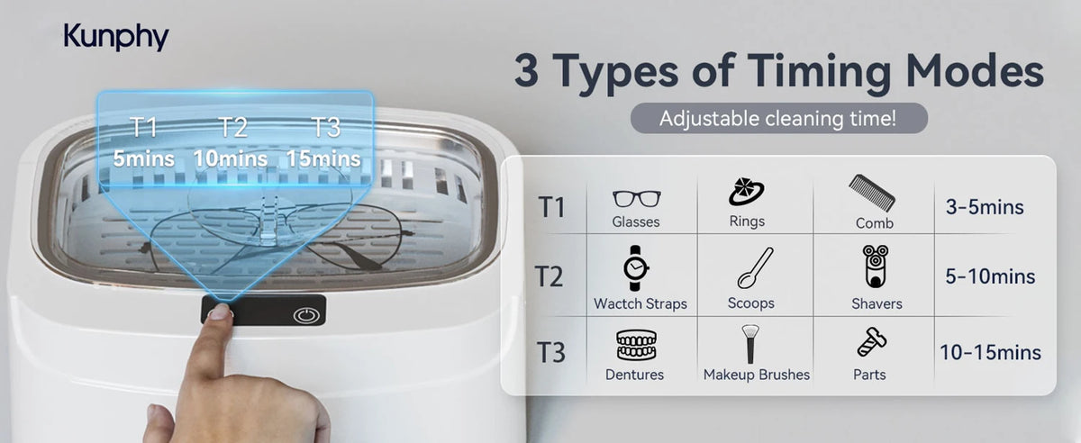 Kunphy Ultrasonic Machine 40khz Jewelry Cleaner Ultrasonic Bath