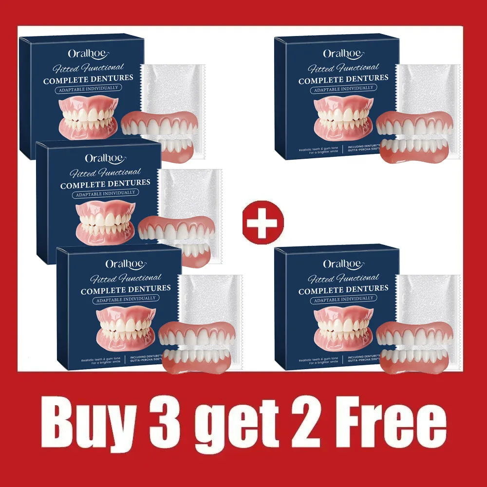 Adult Full Silicone Fake Teeth Upper & Lower