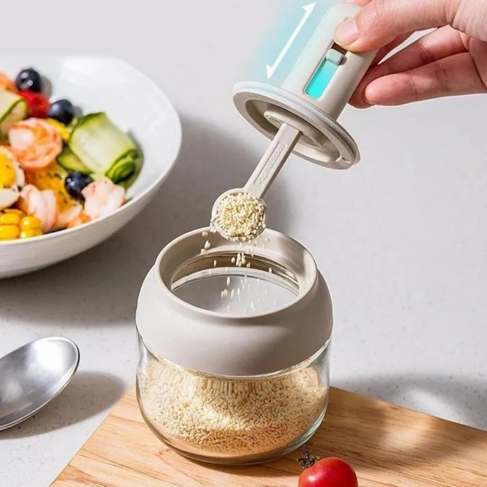 Glass Seasoning Bottle Telescopic Spoon Leak Proof Salt