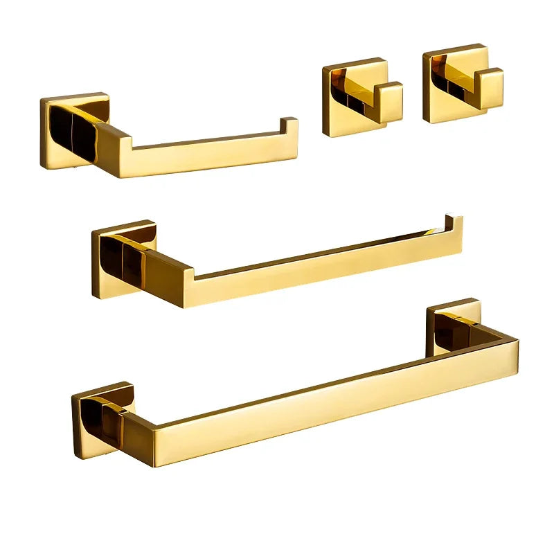 Polished Golden Bathroom Hardware Hook Towel Bar Toilet