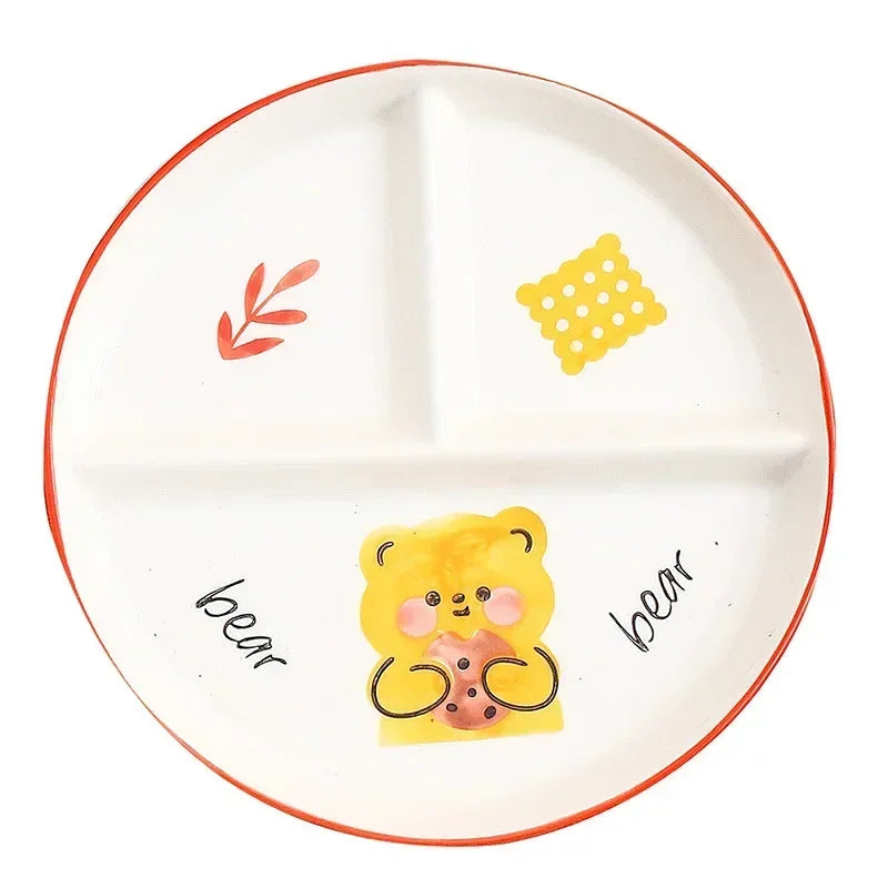 Divider Plate Ceramic Dish Serving Platter Children Tableware