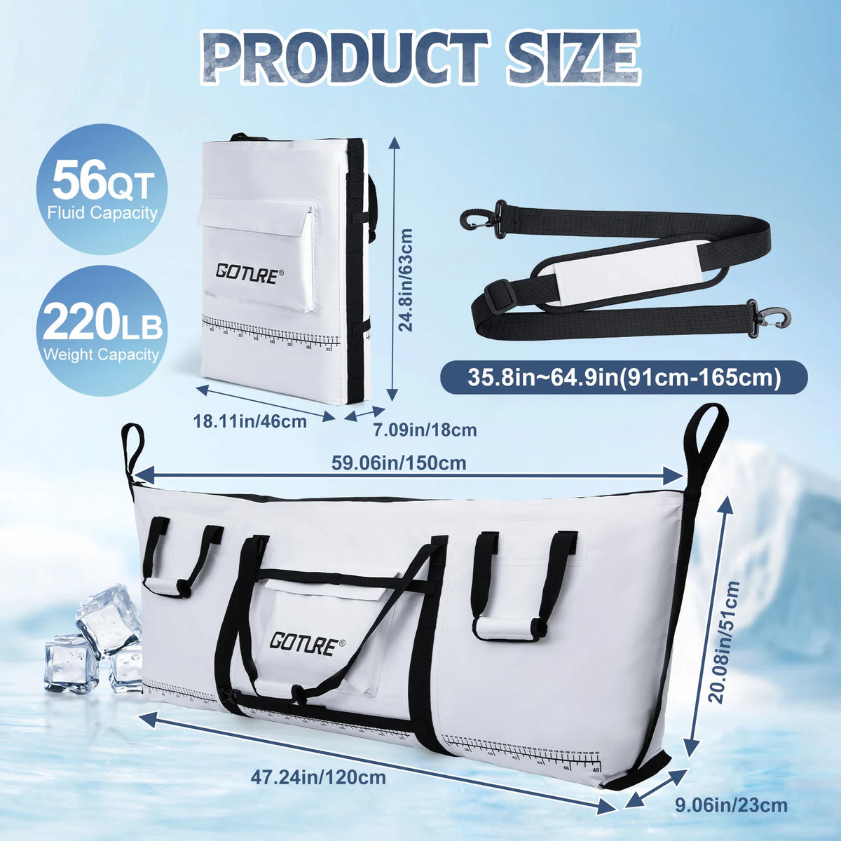 Goture Insulate Fishing Cooler Bag Waterproof 500d Pvc
