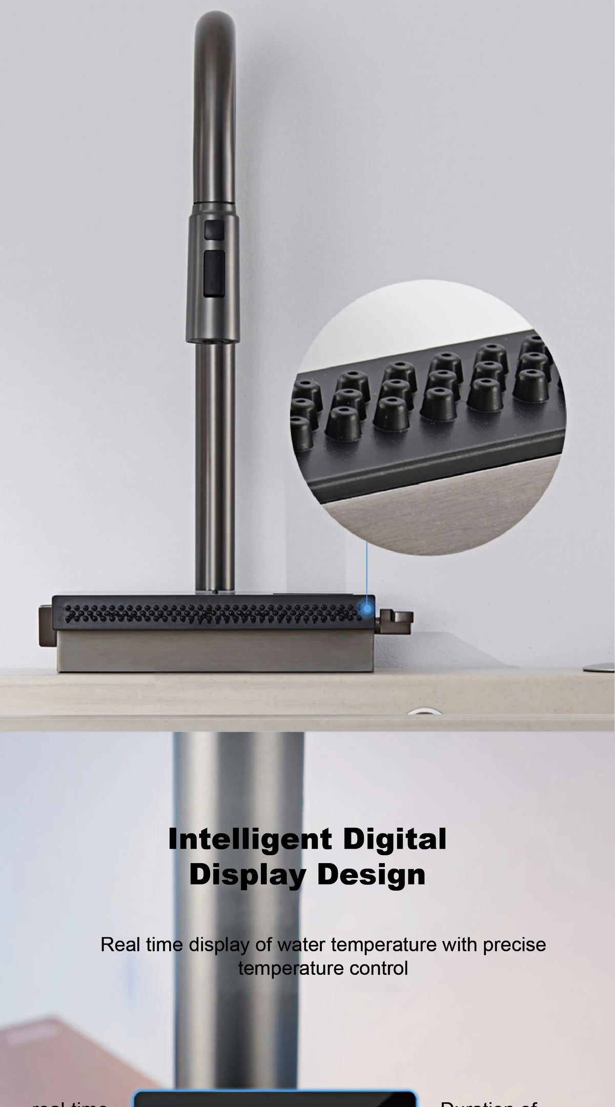 Luxury Gunmetal Brass Led Digital Display Faucet Hole