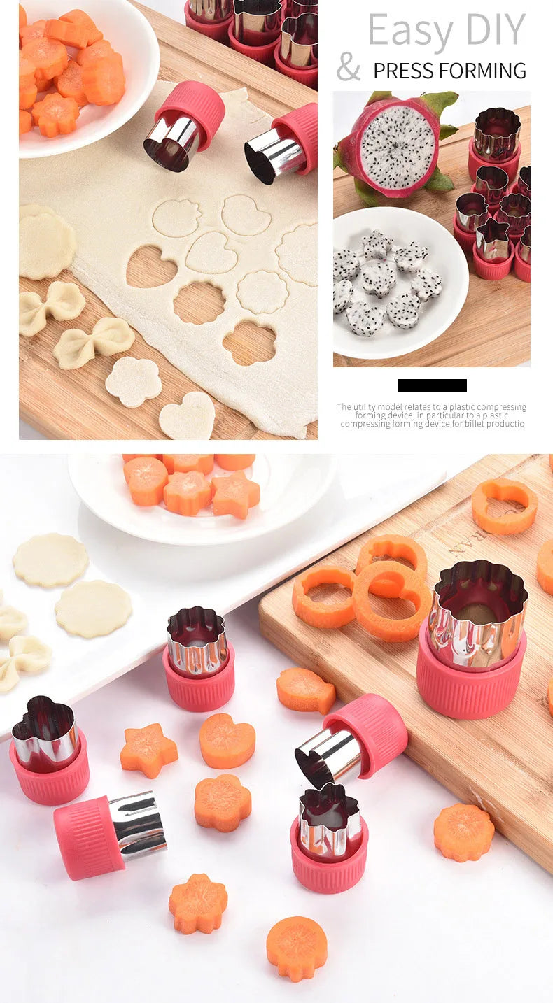 12pcs/Set Vegetables Cutter Heart Flower Animal Cartoon Shape