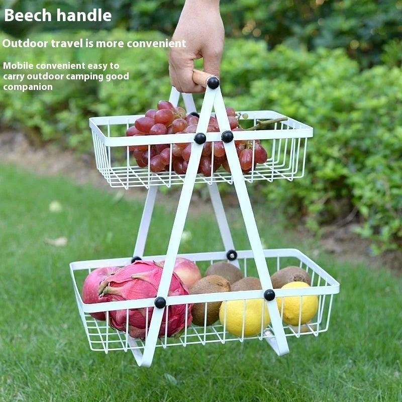 Tiers Countertop Fruit Basket Iron Art Organizer Fruits