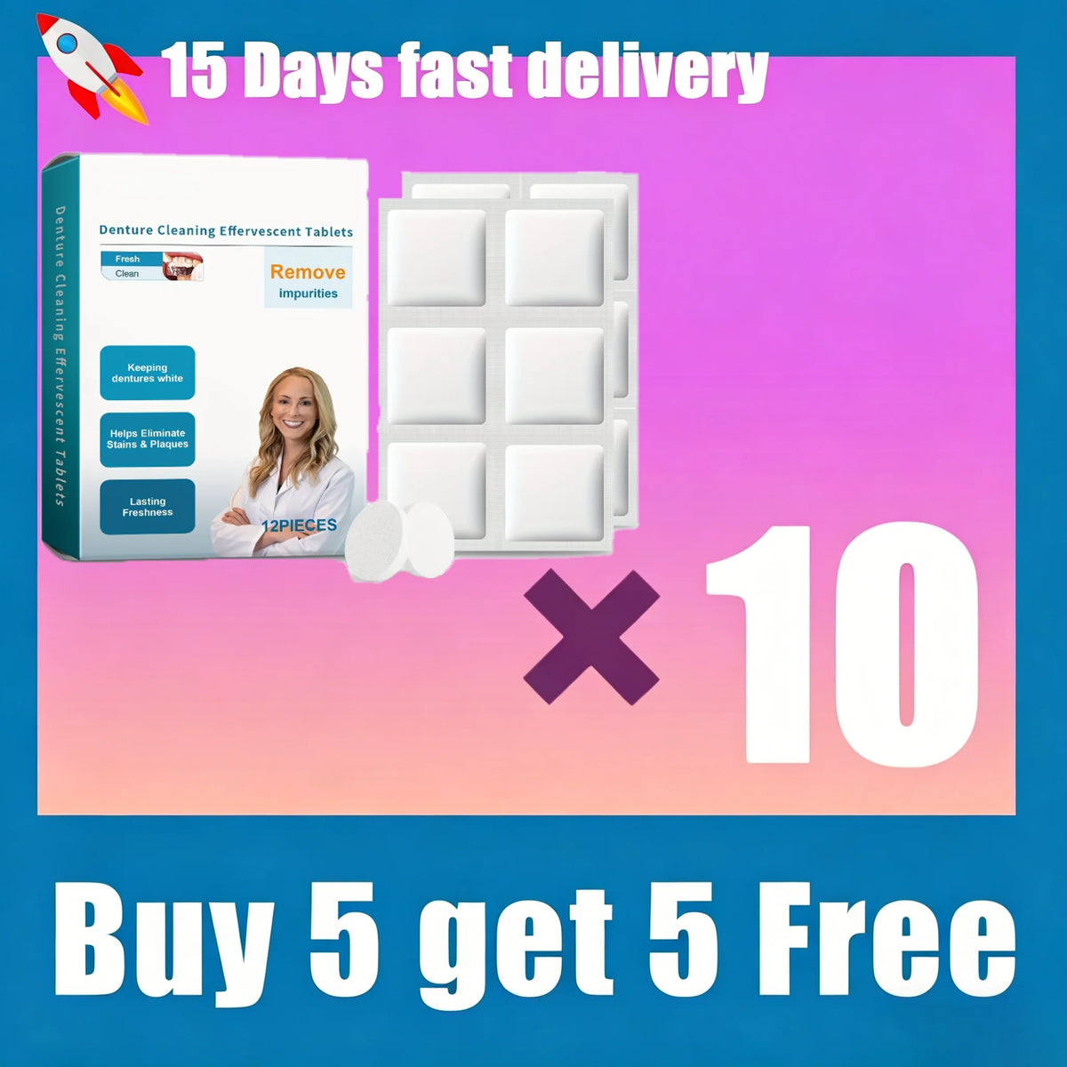 12 Pieces Cleaning Tablets Kit Effervescent Soak Case