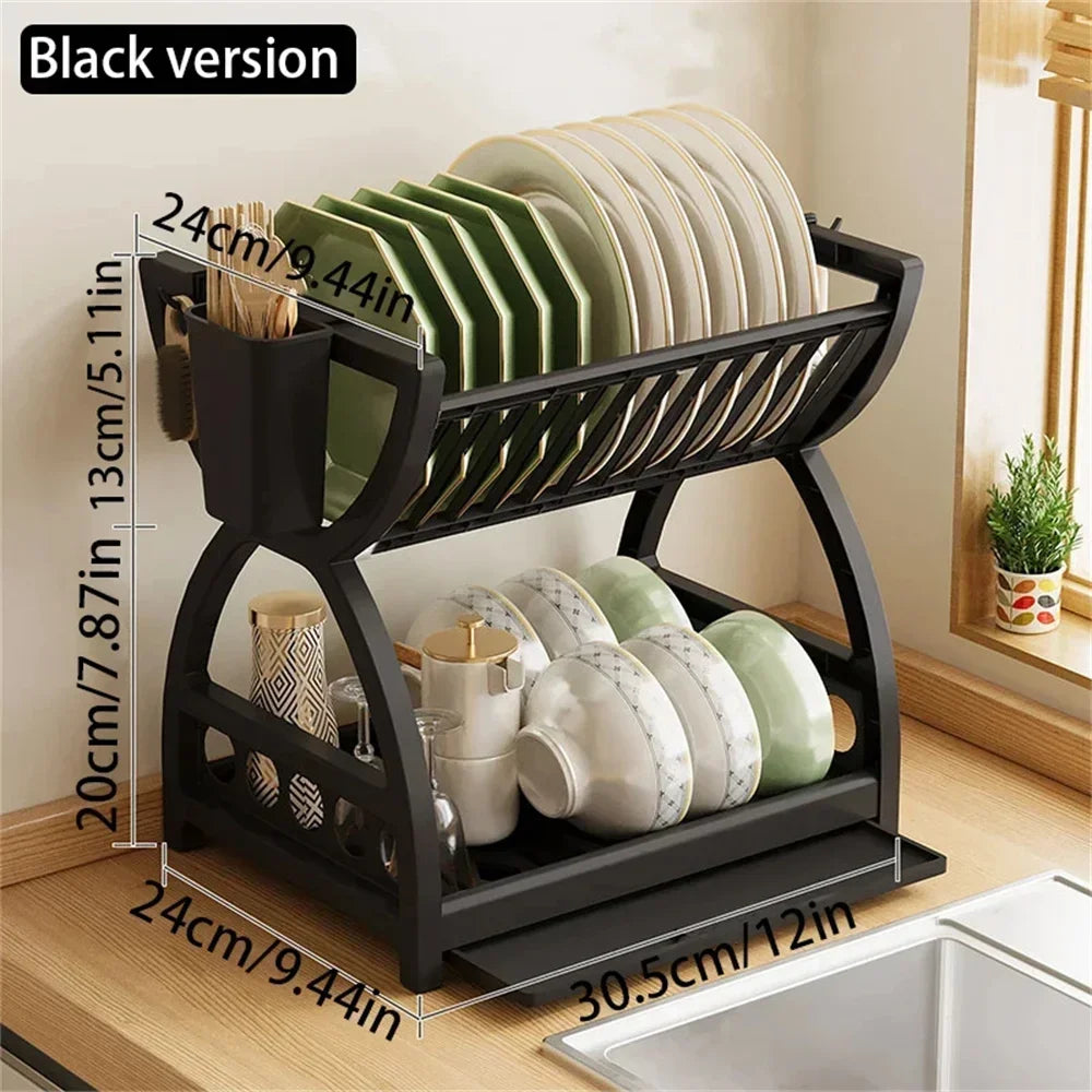 Stainless Steel Tier Dish Drying Rack Organizer Bowl