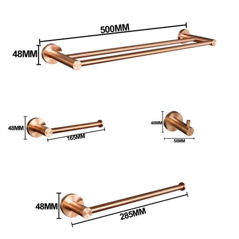 Brushed Rose Gold Stainless Steel Wall-Mounted Bathroom -Towel