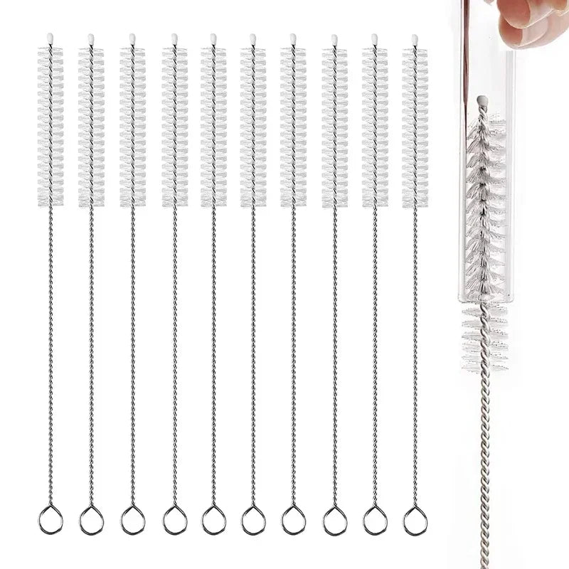 2-10Pcs Drinking Straw Cleaning Brush Kit tube brush Nylon Stainless Steel Long Handle Cleaning Brushes  for Baby Cup Bottles