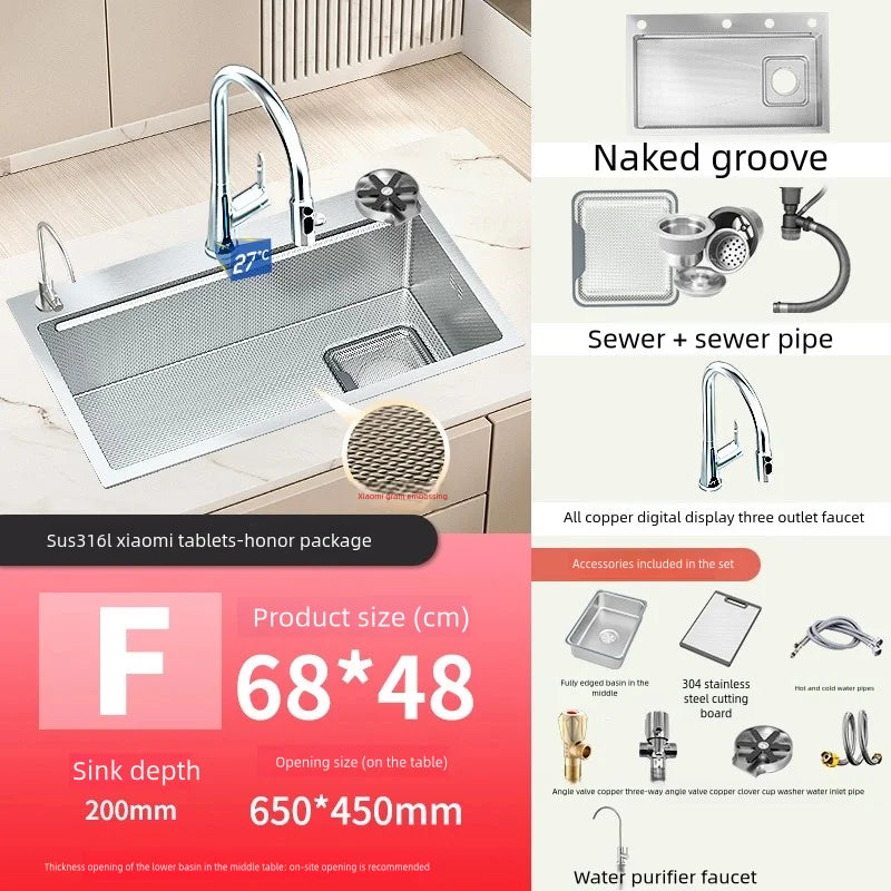 316l Stainless Steel Sink Durable Large Slot Wash