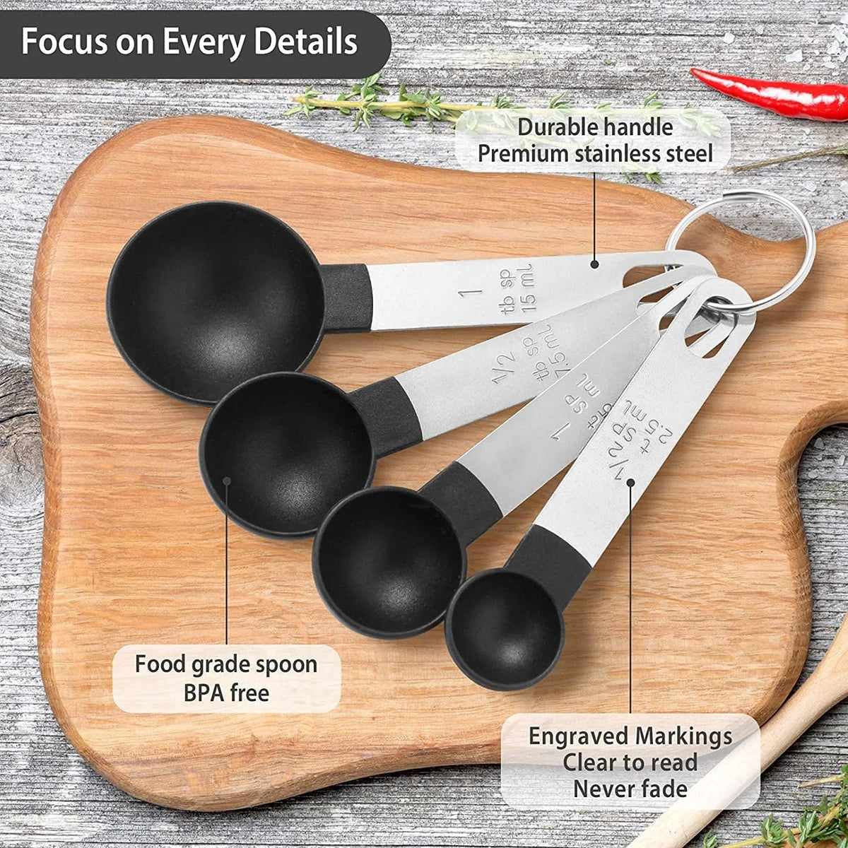 8pcs Measuring Cups & Spoons Stackable Nesting Measure