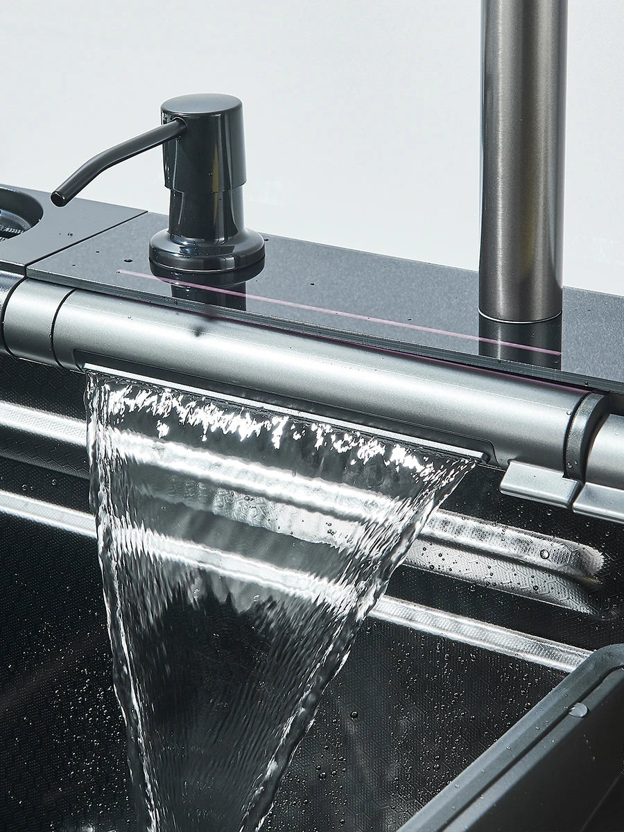 304 Stainless Steel Sink Digital Display Waterfall Faucet