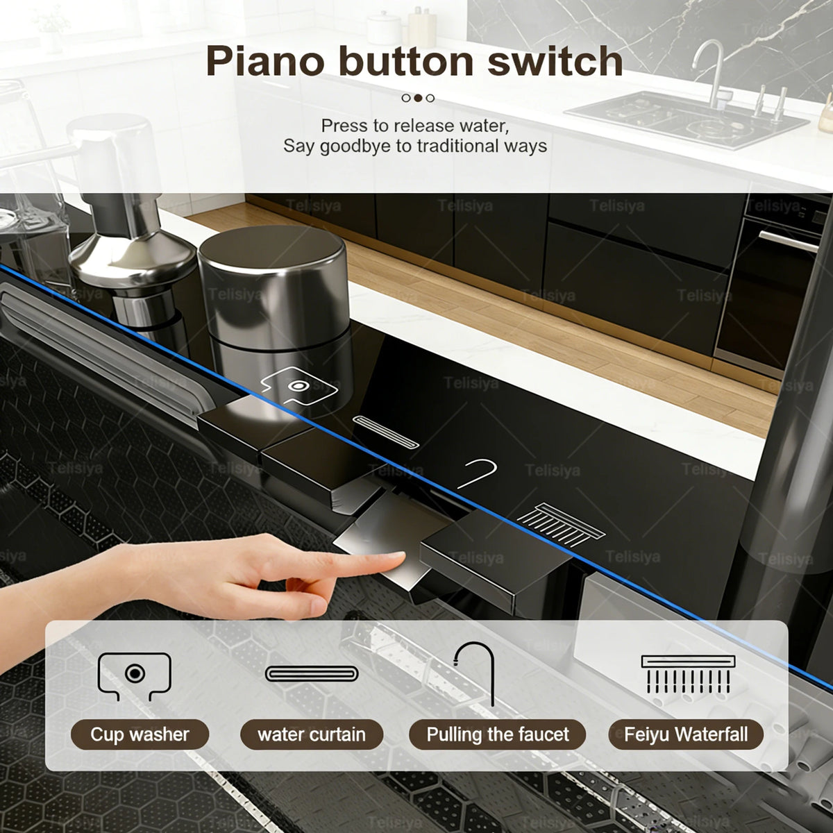 Stainless Steel Sink Digital Display Waterfall Large Slot