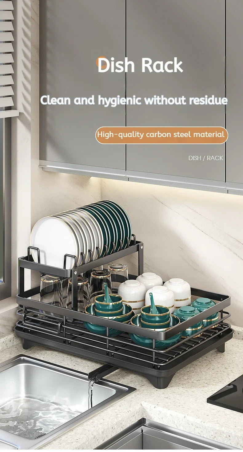 Adjustable Over-Sink Dish Rack Stainless Steel Drain Board