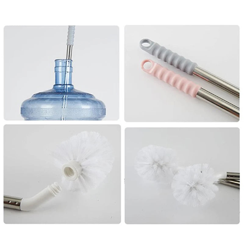 [E] Long Bottle Brush Bottle Cleaner Brush Nylon Bristles Stainless Steel Handle Bendable Brush Head Bottle Cleaning Brush