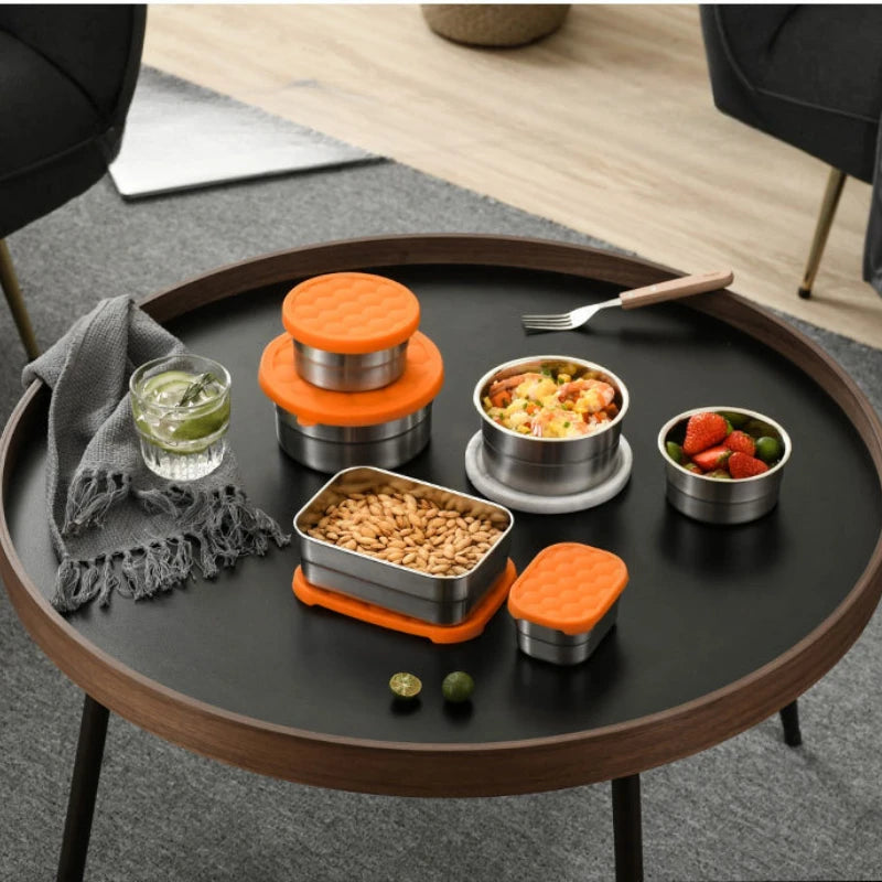 Stainless Steel Food Storage Box Silicone Lid Lunch