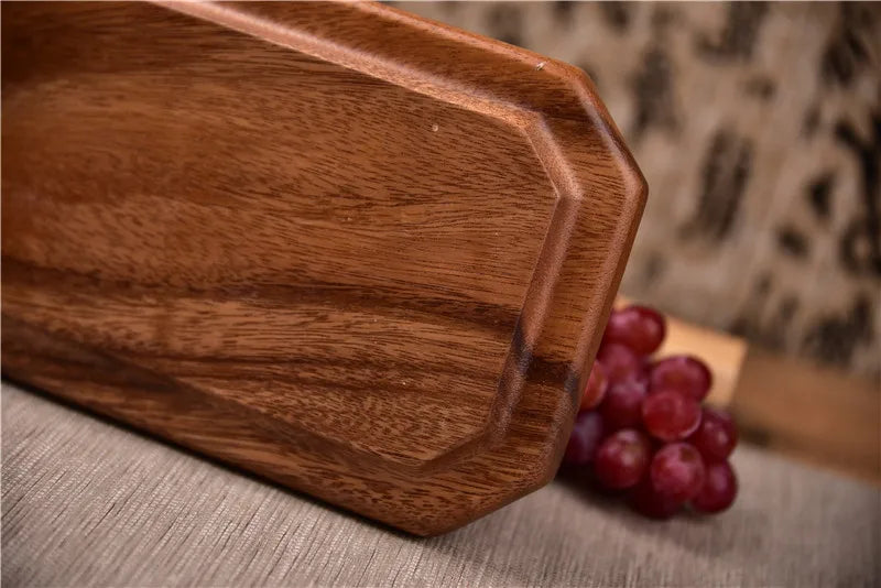 Natural Acacia Wood Serving Trays Octagonal & Rectangular