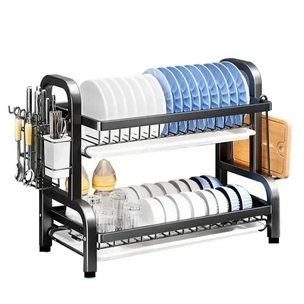 Dish Drying Rack 2-Tier Compact Dish Rack Drainboard
