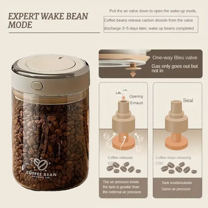 500/1100/1700 Coffee Beans Vacuum Sealed Tank Glass Food