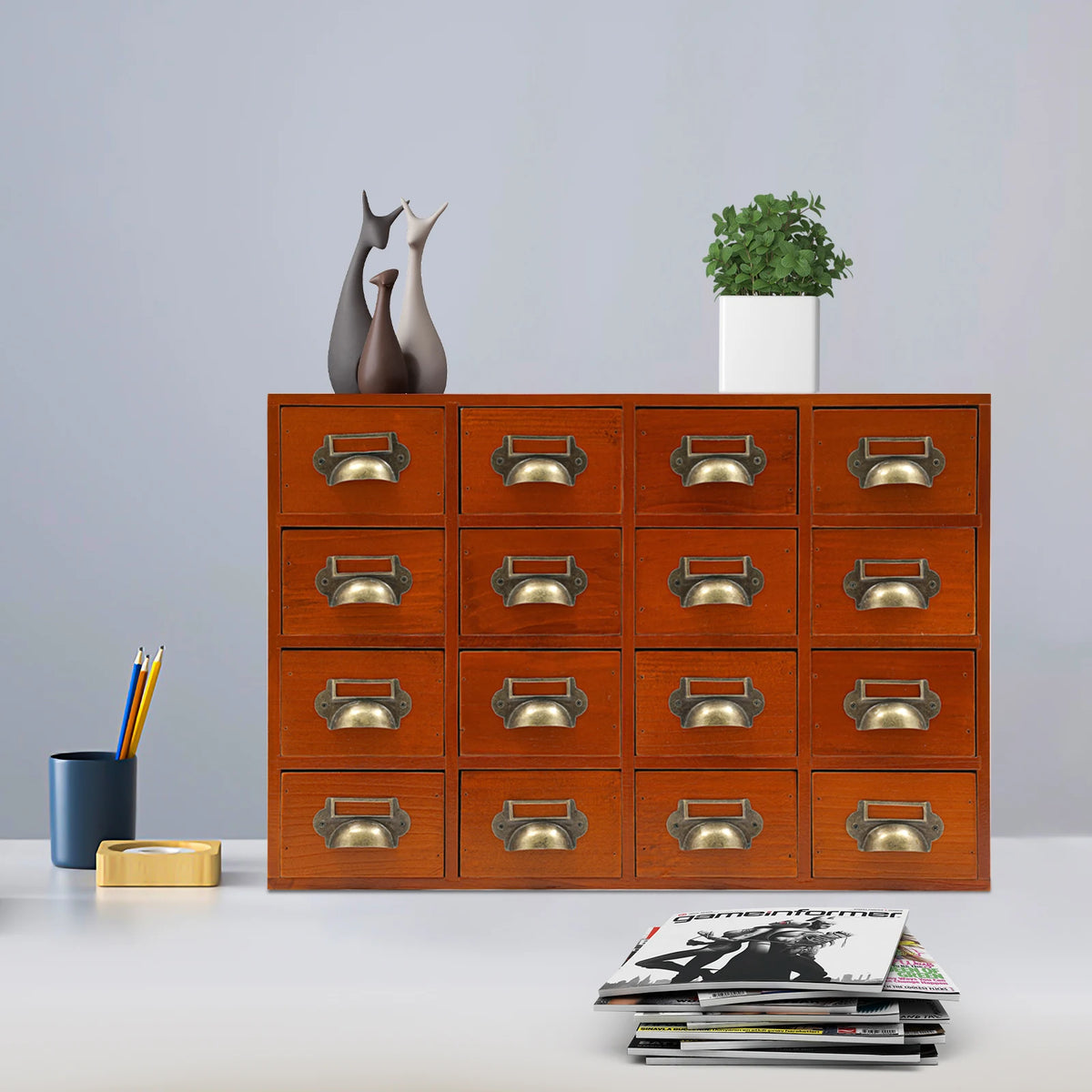 16 Drawers Storage Cabinet Apothecary Chests Cabinets Herb