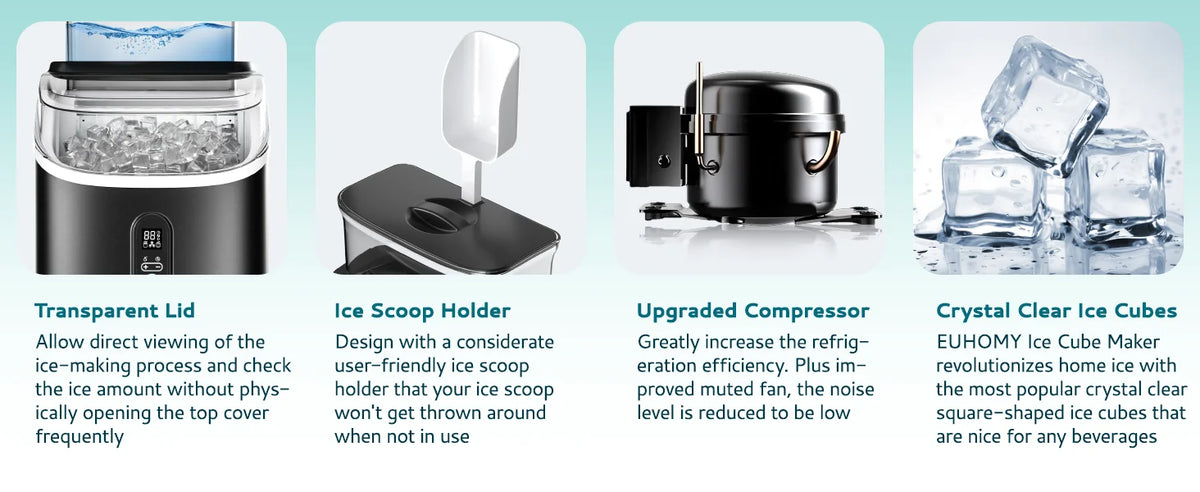 Euhomy Ice Maker Machine 15kg/24h Production 16 Cube/13