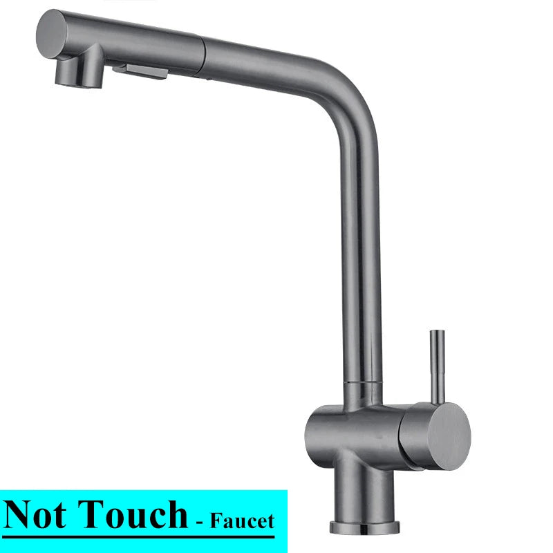 White Touch Sink Faucets Cold Pull Out Sink